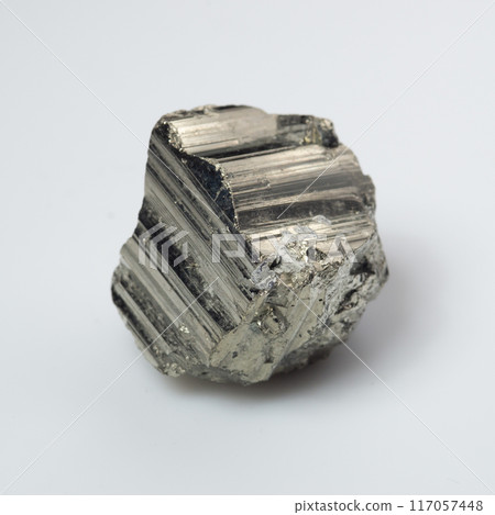 natural silver pyrite gem on the white background 117057448