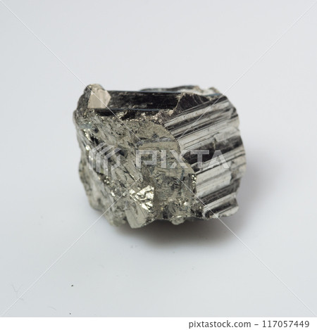 natural silver pyrite gem on the white background 117057449