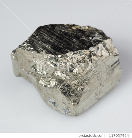 natural silver pyrite gem on the white background 117057454