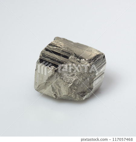 natural silver pyrite gem on the white background 117057468