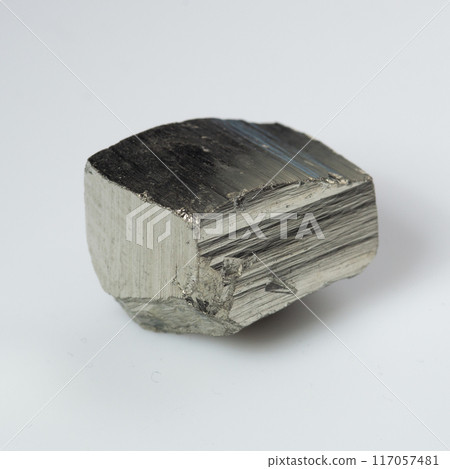 natural silver pyrite gem on the white background 117057481