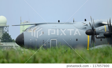 A French Aerospace Forces A400M Atlas transport plane taxiing. 117057800