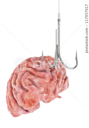 Human Brain on the fishing hook, 3D rendering 117057917