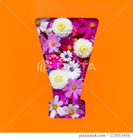 Cut-out bottle of cosmetics made of orange paper with summer flowers. Design for new product, banner, promotion sale, cosmetic, presentation. Mockup for your text and sentences Cut-out bottle of cosmetics made of orange paper with summer flowers. Design for new product, banner, promotion sale, cosmetic, presentation. Mockup for your text and sentences 117057938