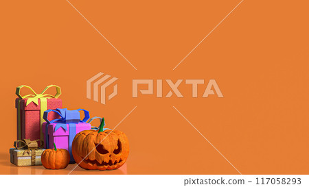 The jack o lantern for Halloween concept 3d rendering. 117058293