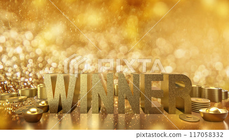The winner text on gold Background 3d rendering. 117058332