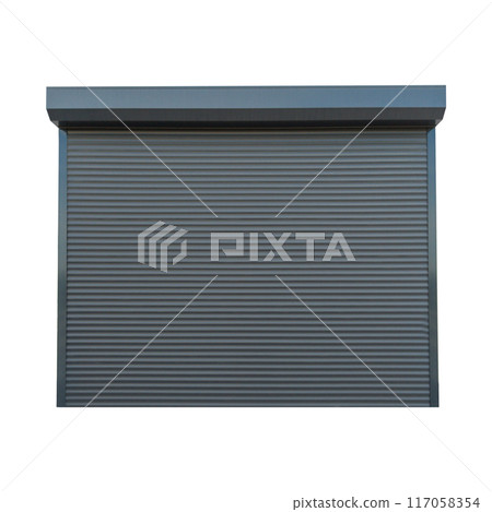 Gray Metal Rolling Shutter Door Closeup View Isolated 117058354