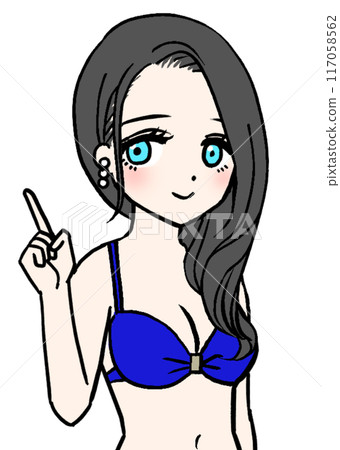 Smiling woman in blue swimsuit teaching Smiling woman in blue swimsuit teaching 117058562