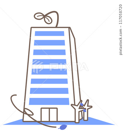 Illustration of a dilapidated and decaying building 117058720