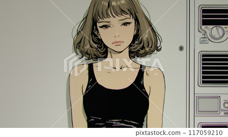 A young woman with a bored look 117059210