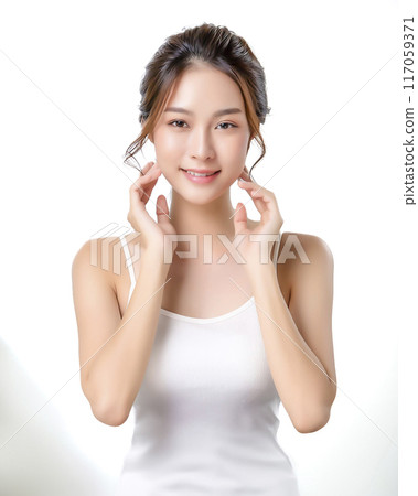 感覺肌膚滋潤的年輕女性圖片素材 117059371