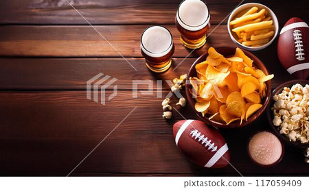 啤酒、足球、爆米花、洋芋片、影印空間 啤酒、足球、爆米花、洋芋片、影印空間 117059409