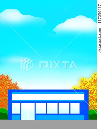 Autumn sky and convenience store 117059417