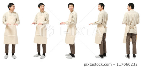 拖鞋室內圍裙全身人物剪影材料在廚房做飯的男人 117060232