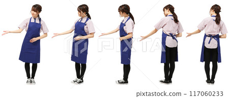 Family restaurant clerk apron female full body cutout 117060233