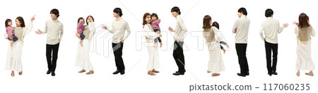 Family holding baby girl, full body cutout of family 117060235