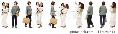 Family holding baby girl, full body cutout of family 117060243