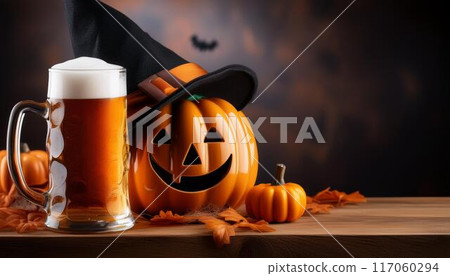 Halloween, beer, copy space 117060294