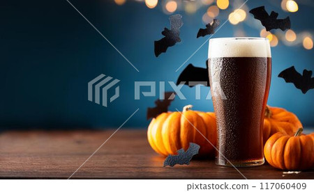 Halloween, dark beer, copy space 117060409