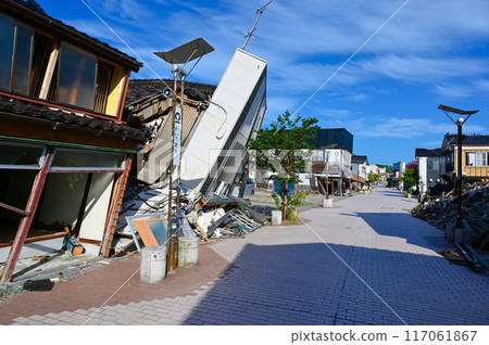 Noto Peninsula Earthquake: Scenery of Waichi Street after the earthquake, Wajima City 117061867