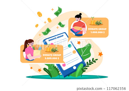 Volunteer group donates for charity via smartphone 117062356