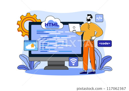 Man coder development programming computer Man coder development programming computer 117062367