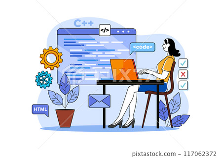 Woman programmer working on a new project 117062372