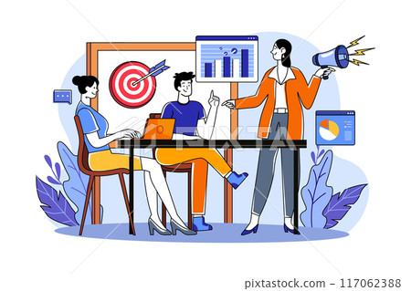 The marketing team is analyzing the business strategy The marketing team is analyzing the business strategy 117062388