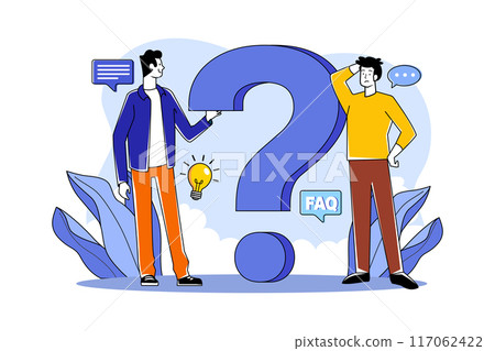 Two guys think about a question 117062422