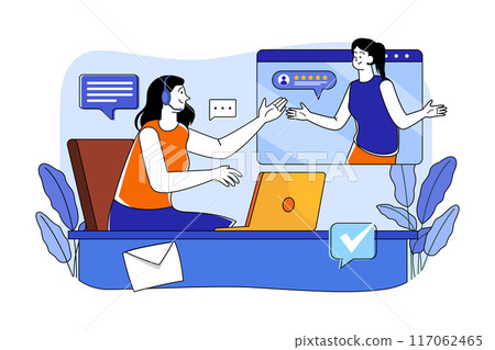 Customer support Illustration concept. A flat illustration isolated on white background 117062465