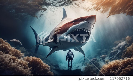 被陽光照亮的鯊魚 117062716