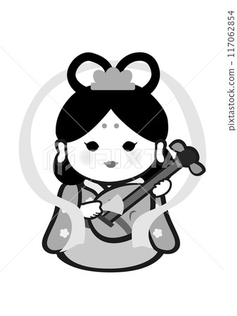 A pop Japanese-style illustration of Benzaiten, one of the Seven Lucky Gods A pop Japanese-style illustration of Benzaiten, one of the Seven Lucky Gods 117062854