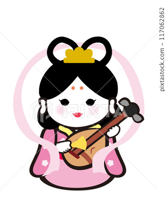 七福神之一弁財天的流行日式插畫 七福神之一弁財天的流行日式插畫 117062862