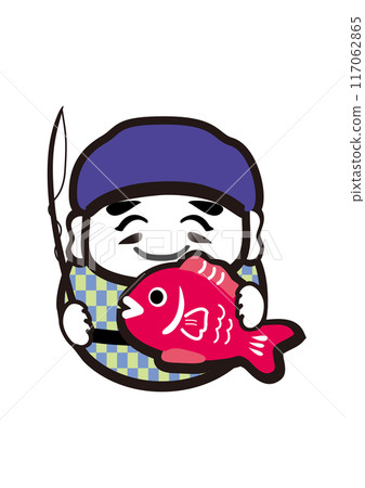 A pop Japanese-style illustration of Ebisu, one of the Seven Lucky Gods 117062865