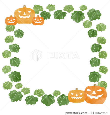 水彩南瓜燈框架,萬聖節背景材料 水彩南瓜燈框架,萬聖節背景材料 117062986