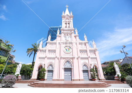 exterior of Da Nang Cathedral. the biggest church in da nang 117063314