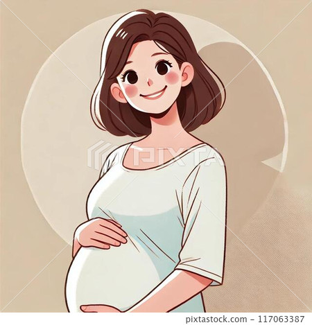 微笑的孕婦揉她的肚子 微笑的孕婦揉她的肚子 117063387