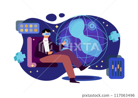 Metaverse Illustration concept. A flat illustration isolated on white background Metaverse Illustration concept. A flat illustration isolated on white background 117063496