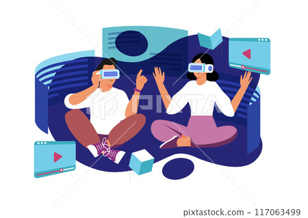 Metaverse Illustration concept. A flat illustration isolated on white background 117063499
