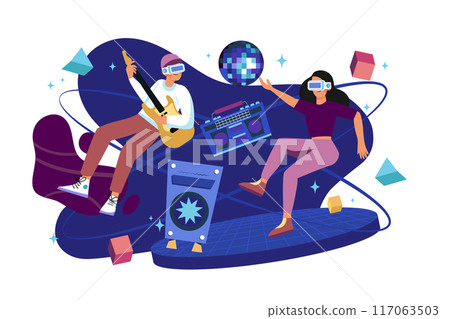 Metaverse Illustration concept. A flat illustration isolated on white background 117063503