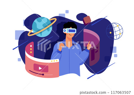 Metaverse Illustration concept. A flat illustration isolated on white background 117063507