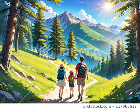 Mountain climbing with family 117063612