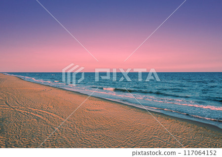 Sea coast and deserted beach. View from above 117064152