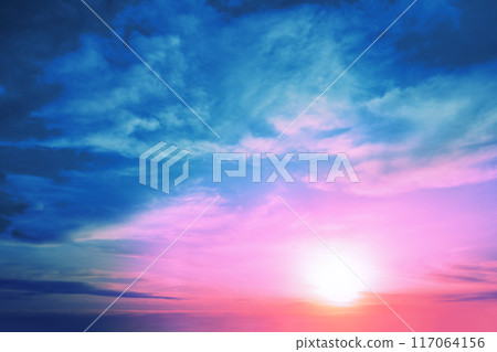 Colorful cloudy sky at sunset 117064156