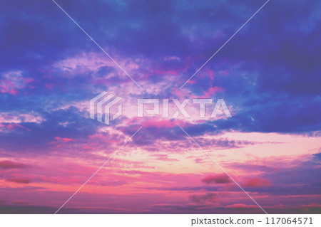 Dramatic colorful cloudy sky at sunset 117064571