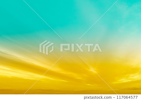Colorful cloudy sky at sunset. Gradient color 117064577