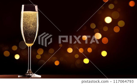 Champagne in a glass, copy space 117064793