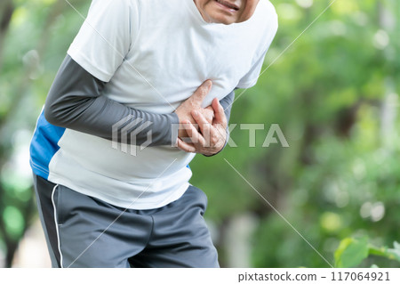 Senior male heart attack 117064921