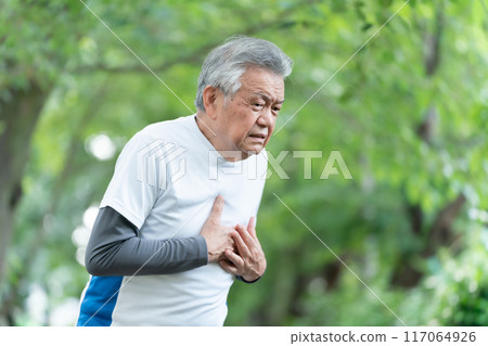 Senior male heart attack 117064926