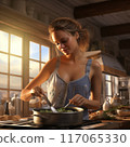 A woman enjoying cooking 117065330